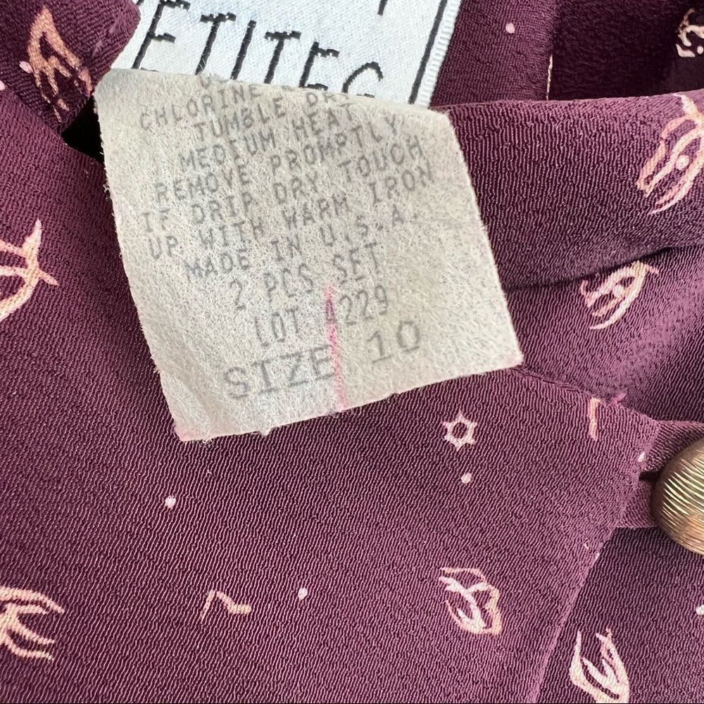 Vintage Purple Patterned Boxy Button Neck Blouse Size 10 P - Picture 9 of 11